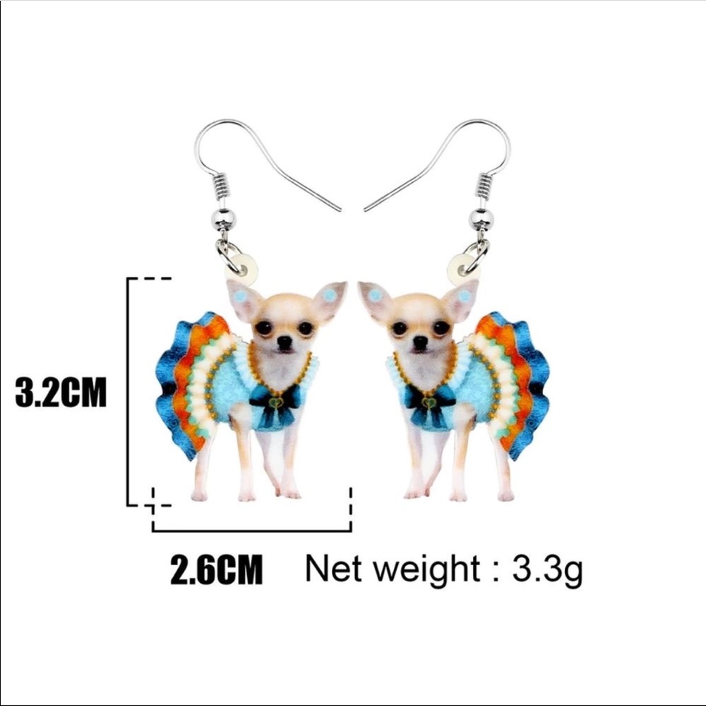 Chihuahua Dress Outfit  Ruffles Acrylic Earrings - Picture 8 of 8